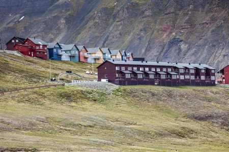 Beautiful scenic view of Longyearbyen (Svalbard island), Norwayの写真素材
