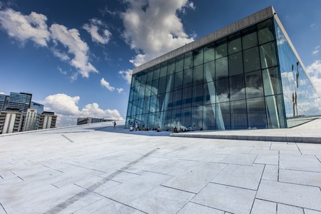 OSLO, NORWAY - JULY 09: View on a side of the National Oslo Opera House on July 09, 2014 in Oslo, Norwayのeditorial素材