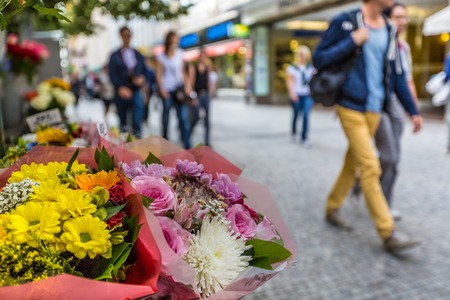 Flower stand in the center of Pragueの写真素材