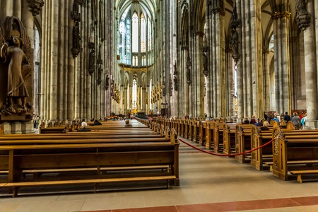 COLOGNE, GERMANY - AUGUST 26: walk way inside the Cologne Cathedral on August 26, 2014 in Cologne, Germany. commenced in 1248 and complete finished in 1880 のeditorial素材