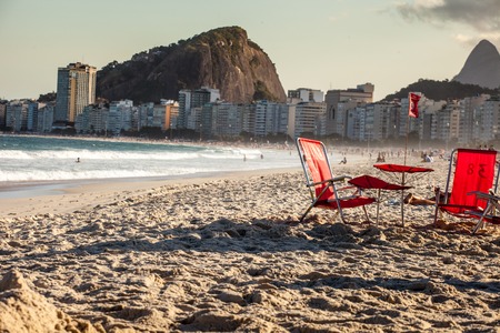 View of Ipanema Beach in the evening, Brazil の写真素材
