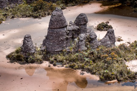Bizarre ancient rocks of the plateau Roraima tepui - Venezuela, Latin Americaの写真素材
