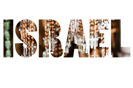 Word ISRAEL over national symbols.の写真素材