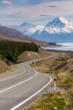 Cinematic Road to Mount Cook , New Zealand.の写真素材