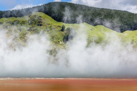 Champagne Pool in Waiotapu Thermal Reserve, Rotorua, New Zealandの写真素材