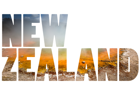 Champagne Pool in Waiotapu Thermal Reserve, Rotorua, New Zealandの写真素材