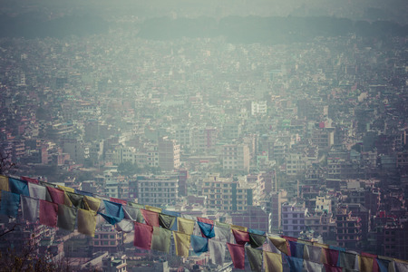 Prayer flags flying in the windの写真素材
