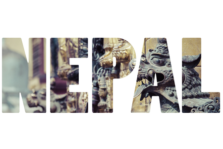 Word NEPAL over national symbols.の写真素材
