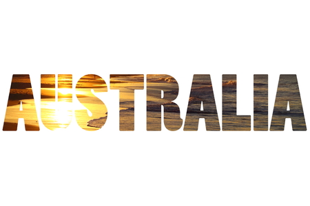 Word AUSTRALIA over paradise beach.の写真素材
