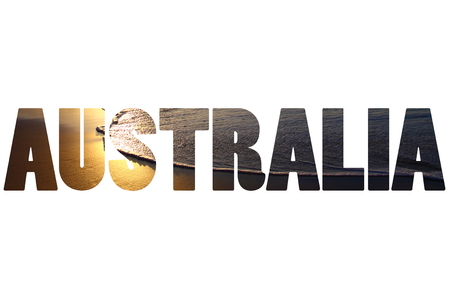 Word AUSTRALIA over paradise beach.の写真素材