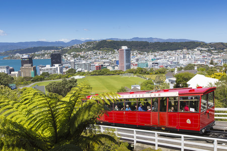 Wellington, New Zealand - November 18: View of the Wellington Cable Car in Wellington, New Zealand on November 18, 2014.のeditorial素材