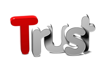3D Silver Word Trust on white backgroundの写真素材