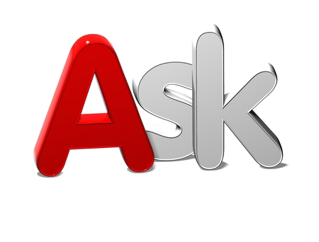3D Silver Word Ask on white backgroundの写真素材