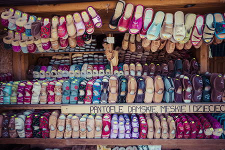 Traditional polish leather mountain boots for children called 'kierpce'