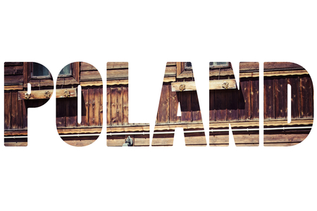 Word POLAND over traditional polish symbols.の写真素材