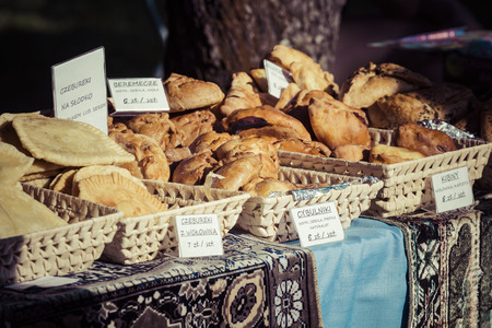 Traditional cake at the street market in Poland.の写真素材