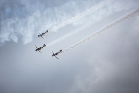 GIZYCKO, POLAND - AUGUST 02: Mazury AirShow 2015 event on August 02, 2015 in Gizycko, Polandのeditorial素材