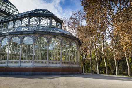 Crystal Palace (Palacio de cristal) in Retiro Park,Madrid, Spain.のeditorial素材