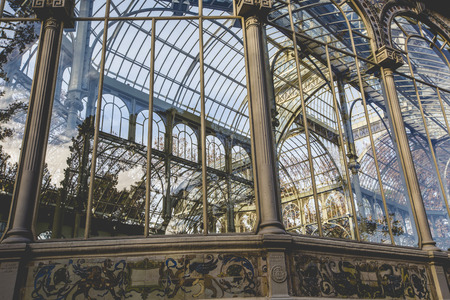 Crystal Palace (Palacio de cristal) in Retiro Park,Madrid, Spain.のeditorial素材