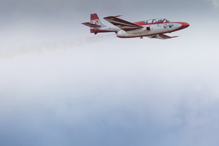 RADOM, POLAND - AUGUST 23:  Bialo-Czerwone Iskry (Poland) aerobatic team during Air Show Radom on...