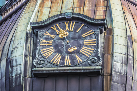 Saint Peters Church is a tall Lutheran church in Riga, Latviaの写真素材