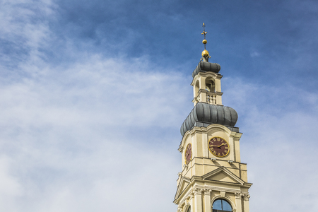 View of City hall tower and the main square in old city of Riga, Latvia.
