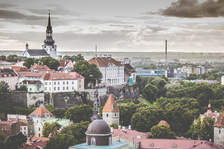 Skyline of Tallinn, Estonia at the old city.のeditorial素材