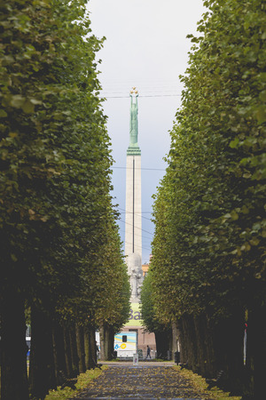 The Freedom Monument in Riga, Latvia. The memorial honours the soldiers killed during the Latvian War of Independence in 1918-1920.のeditorial素材