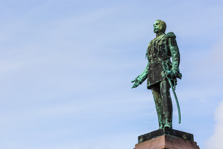 Beautiful view of famous Helsinki Cathedral over blue sky, Helsinki, Finlandの写真素材