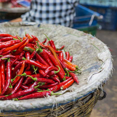 Red chili peppers, closeup view