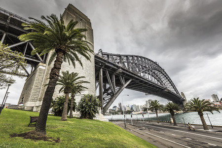 Sydney Harbour Bridge in a quiet spring sunrise in Sydney, Australiaのeditorial素材
