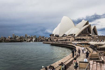 SYDNEY - OCTOBER 25: Sydney Opera House in cloudy day view on October 25, 2015 in Sydney, Australia. The Sydney Opera House is a famous arts center.のeditorial素材