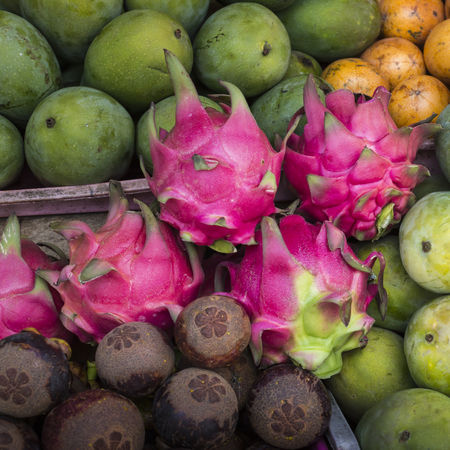 Open air fruit market in the village in Bali, Indonesia.の写真素材