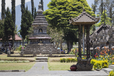 Ulun Danu temple Beratan Lake in Bali Indonesiaの写真素材
