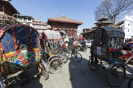 KATHMANDU, NEPAL - FEBRUARY 10, 2015: The famous Durbar square on February, 10, 2015 in Kathmandu,...