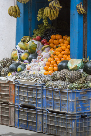 Fresh juice and fruit shop in Kathmandu, Nepalのeditorial素材