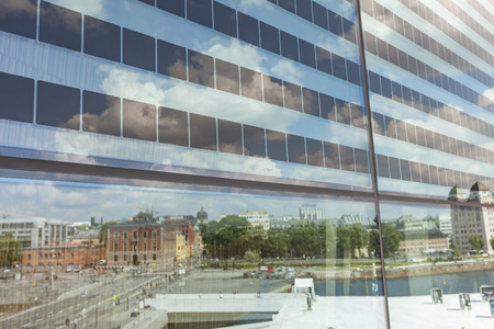 OSLO, NORWAY - JULY 09: View on a side of the National Oslo Opera House on July 09, 2014 in Oslo,...