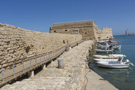 Fishing boats in port in Heraklion, Crete Island, Greece