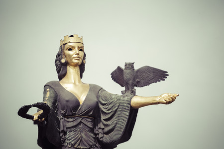 SOFIA, BULGARIA APRIL 14, 2016 - Monument of Saint Sofia in Sofia, Bulgaria. Located on Sveta Nedelya square. The statue represents Saint Sofia, the goddess protector of the city.のeditorial素材