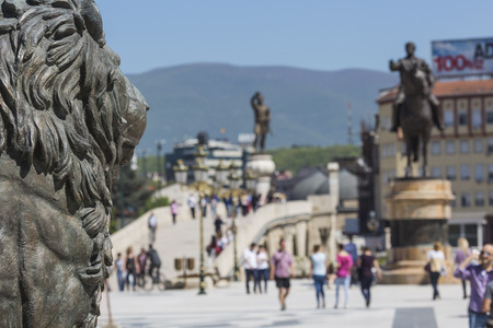 Lion Statue, Skopje, Macedoniaのeditorial素材