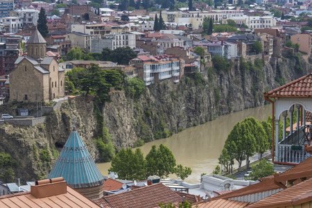 TBILISI, GEORGIA - MAY 07, 2016: Bridge over the river of Tbilisi, Georgia. Tbilisi is the capital...
