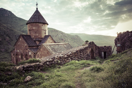 Ancient monastery Noravank in the mountains in Amaghu valley, Armenia.の写真素材