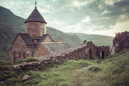 Ancient monastery Noravank in the mountains in Amaghu valley, Armenia.の写真素材