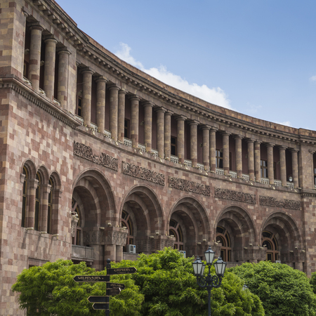 YEREVAN, ARMENIA - MAY 2, 2016: The Government House. Holds the main offices of the Government of Armenia. Located on Republic Square , the large central town square in Yerevan, Armeniaのeditorial素材