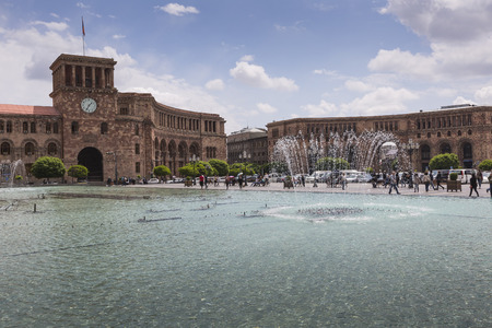 YEREVAN, ARMENIA - MAY 2, 2016: The Government House. Holds the main offices of the Government of Armenia. Located on Republic Square , the large central town square in Yerevan, Armeniaのeditorial素材