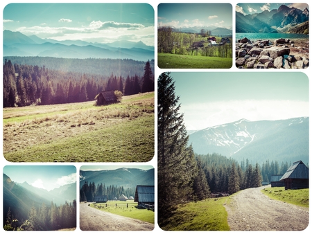 Collage of Tatra mountains (Poland) images - travel background (my photos)の写真素材