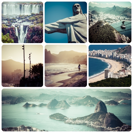 Collage of Rio de Janeiro (Brazil) images - travel background (my photos)のeditorial素材