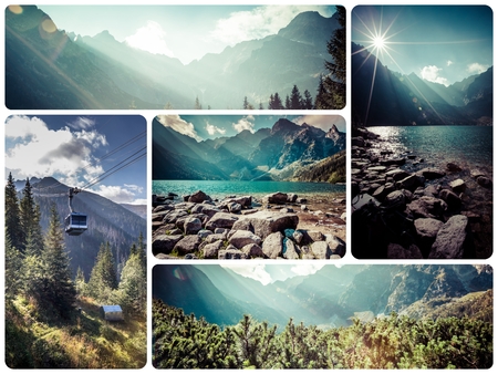 Collage of Tatra mountains (Poland) images - travel background (my photos)の写真素材
