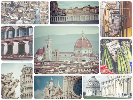 Collage of Italy images - travel background (my photos)の写真素材
