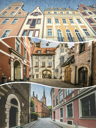 Collage of Riga (Latvia) images - travel background (my photos)の写真素材